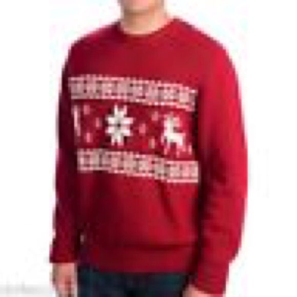 Dockers L Crewneck Sweater Deer Red Blue Snowflake - Picture 5 of 5
